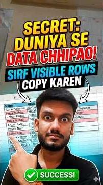 |Excel mein Hidden Rows ko chod kar Copy Paste kaise kare?| #excel