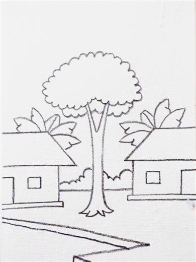 How to Draw Beautiful House Scenery Step-by-Step