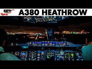 AIRBUS A380 Night Takeoff from London Heathrow | Cockpit Views