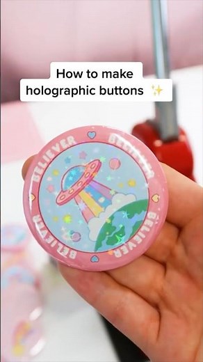 Holographic Buttons l Super easy to make with holographic film!