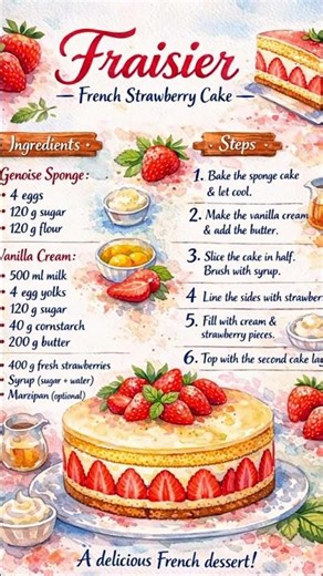 French Strawberry Cake 🍓🇫🇷