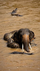 Python wrap elephant body #wildlife #animals #wildanimals #documentary | Chhoy KimHouy