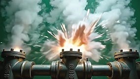 The Factorys Pressure Valves Explode Steam Blast Scene in Rapid Sequences, the Thick Mist Outlined Sharply Generative AI Stock Video - Video of view, explosion: 401672175