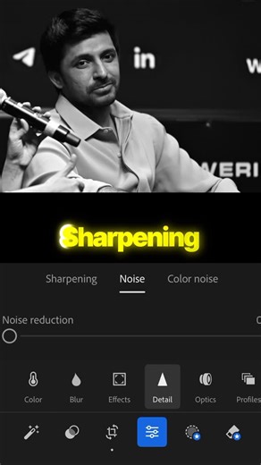 Nani Narendra on Instagram: "Sharpen Your Photos Like a PRO on Lightroom Mobile! 🤫 (Stop Sharpening Everything!) ​Sharpening your entire photo makes noise worse and textures harsh! Professionals use the Masking Slider to control exactly where sharpening is applied. You can do this on Lightroom Mobile! ​This technique is called Selective Sharpening Mask and it’s a game-changer for clean, crisp images. ​How to Activate the Magic: ​Go to the Detail section. ​Set your basic sharpening (Amount: 40, 