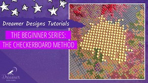 The checkerboard method is a wonderful and ultra satisfying technique used to cover large areas of a single DMC color on the canvas. It is acheieved by placing drills down one by one and skipping a space each time. You are then left with a checkerboard pattern which enables easy placement of the remaining spaces with a click of a drill. Checkerboard is also a great alternative to using multi-drill attachments as it will reduce any gaps or imperfections in your drill placement leaving you with a 