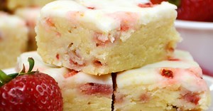 Strawberry Lemon Brownies - with a delicious Lemon Glaze - Perfect for Summer.