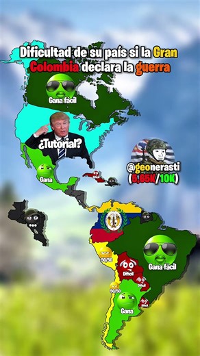 Dificultad de su país si la Gran Colombia declara la guerra #mapping #countryballs #geography #map