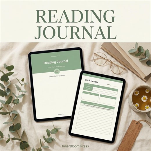 Digital Reading Journal for Book Lovers, Book Tracker & Review Notebook PDF for GoodNotes iPad