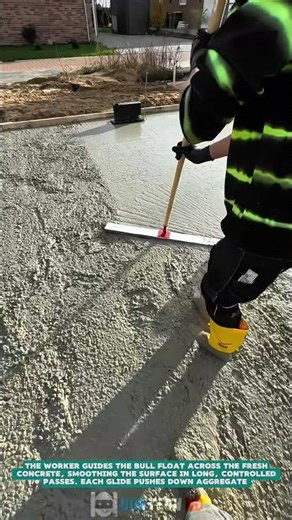 Smoothing Fresh Concrete Surface with a Bull Float – Satisfying Jobs and Machinery in the World