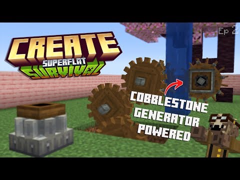 Using my COBBLESTONE GENERATOR to produce POWER on Create Superflat Survival!