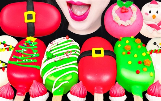 Jane ASMR CAKE POP, CHRISTMAS WAGASHI EATING