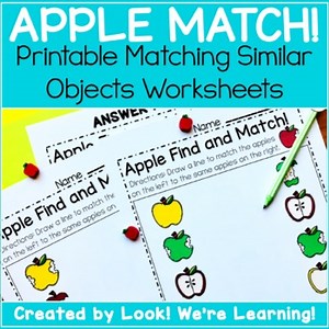 Matching Similar Objects Worksheets - Apple Match!