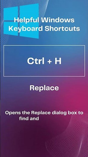 Windows Keyboard Shortcuts Ctrl + H