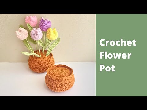 Crochet pot for flowers | crochet flower pot with soil