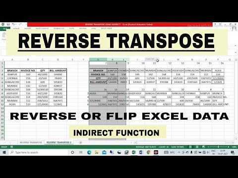 REVERSE TRANSPOSE USING INDIRECT FUNCTION IN EXCEL | REVERSE OR FLIP EXCEL DATA