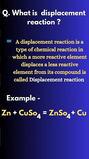 What is Displacement Reaction?🔥 | Class 10 |🔥 chapter 1 | Chemistry | Define Displacement reaction