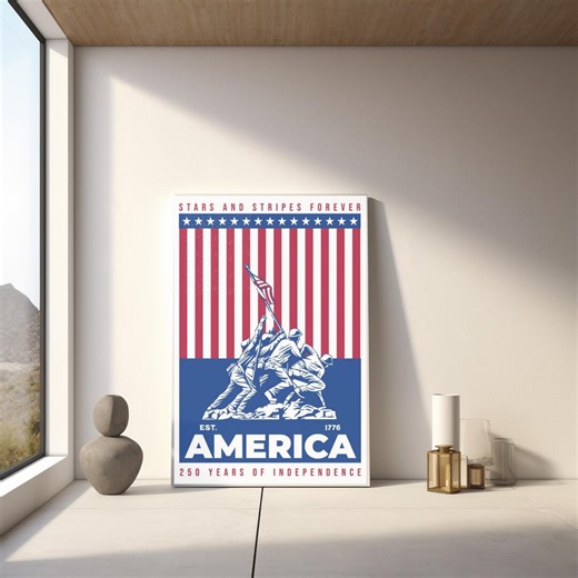 America 250 Digital Wall Art, Patriotic Printable Decor, 4th of July Wall Art Download, Stars and Stripes America Poster - Etsy