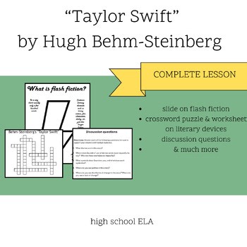 Complete high school level ELA lesson on Behm-Steinberg's "Taylor Swift"