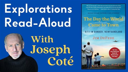Every Friday (though we're late this week!), at 11:00 am, on the library’s YouTube Channel and Facebook Page, the library will stream a brand new recording of local thespian, Joseph Coté reading aloud selections from a wide variety of fascinating and entertaining books of fiction and non-fiction. For December 26, Coté will read aloud from Jim Detede’s The Day the World Came to Town: 9/11 in Gander, Newfoundland. When 38 jetliners bound for the United States were forced to land at Gander Internat