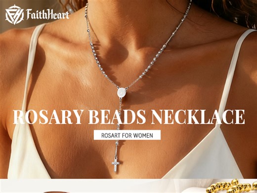 FaithHeart Virgin Mary Rosary Necklace for Women 14K Gold Plated Stainless Steel Dainty Blessed Bead Catholic Christian Church Jesus Cross Necklace with Pray Card Mothers Day Jewelry Gift for Mom