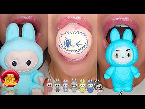 Satisfying ASMR Eating Different Labubu Fondant Chocolate Macrons