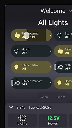 Brinkley Connect | Aura Touchscreen: Turn On Awning Lights