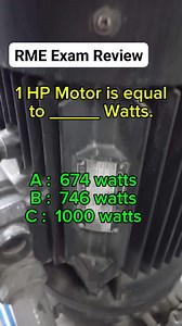 RME exam Basic posible question ilang watts ang isang 1 hp motor ? #electrician #relay #panelboard #control #power #technician #switch #wiring #outlet #electrical | Electricians Guide