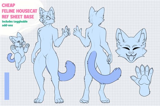 Furry Feline Housecat Reference Sheet Base 2