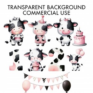 Watercolor Cow Birthday Clipart Bundle: 50 PNG Files (digital Download) - Etsy