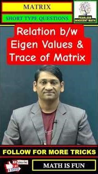 🔥SUM OF EIGEN VALUES = TRACE OF MATRIX 🔥#engineeringmaths #gatemaths#netexam #aktu #linearalgebra