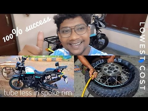 ROYAL ENFIELD HIMALAYAN SCRAM 411 TUBE LESS DYI || SPOKE WHEEL CONVERTION INTO TUBE LESS ||
