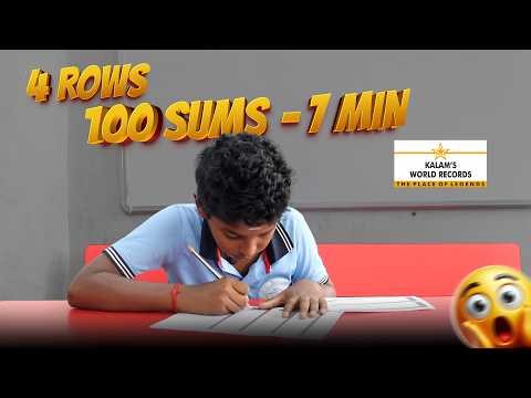 100 Addition Sums – 4 Rows Mental Math Challenge | World Record 🏆