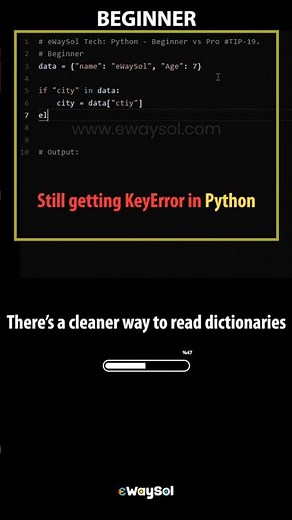 Python Beginner vs Pro - Avoid KeyError the Clean Way (Python TIP 19) #python #coding #learnpython