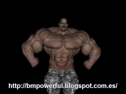 Huge bodybuilder posing, 3d animation, muscle art
