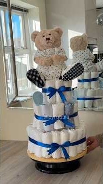 Make a 3-tier nappy cake with me #diy #how #handmade #giftideas #babyshower #fyp
