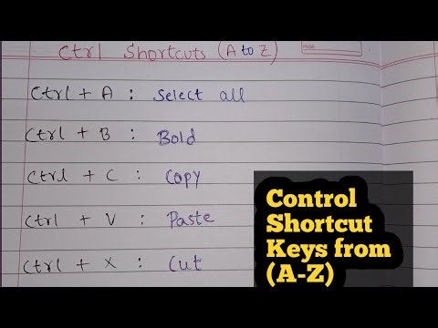 Ctrl A to Z Shortcut Keys | CTRL Shortcut Keys of Computer