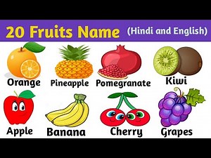 Fruits Name in Hindi and English | 20 Fruits Name | फलों के नाम | The Kituu World |