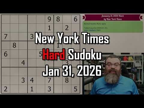 NYT Hard Sudoku Walkthrough | Jan 31, 2026