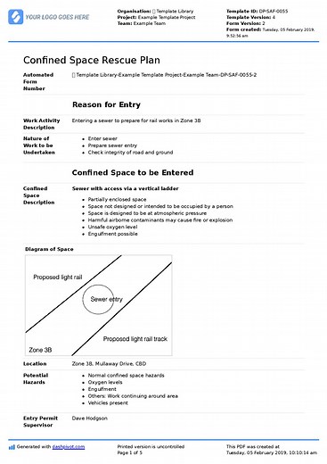 Confined Space Rescue Plan Template: Free Sample and Example