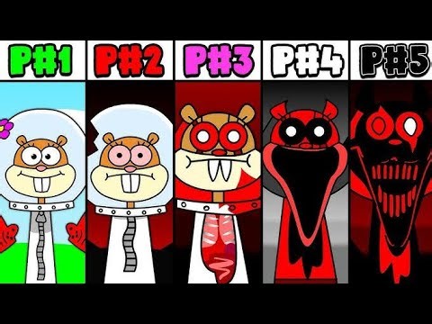 Sprunki OC All new phrases in incredibox sprunki of sandy cheeks (from phase 1 to phase 5)
