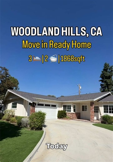 💬 Comment “Hale” or 📱 text 818-862-5346 for the full details. 🏡 Renovated 3 bed, 2 bath in Woodland Hills. Low $1.2Ms. Single story, no steps at the entry. New roof, newer HVAC, turf already in. 📍 Woodland Hills, CA