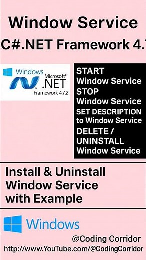 Windows Service in C# .NET Framework 4.7, Create, Install & Uninstall Step by Step #csharp #shorts