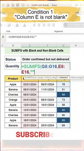 How to Use Excel SUMIFS function with Blank and nonblank cells #trending #exceltips #exceltricks