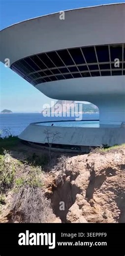 Contemporary Art Museum Of Niteroi In Niteroi In Rio De Janeiro Brazil. Futuristic Building. Downtown District. Boa Viagem Beach. Contemporary Art Museum Of Niteroi In Rio De Janeiro Brazil Stock Video Footage - Alamy