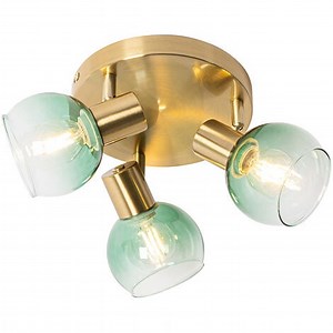 QAZQA Faretto vidro - Art déco - Acciaio,Vetro - Verde/Oro/Ottone - Tondo Max. 3 x Watt