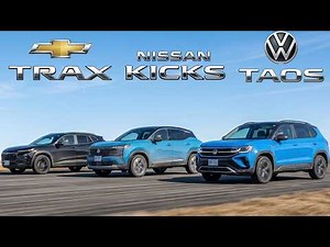 Budget CUV Battle 2026 VW Taos vs Nissan Kicks vs Chevy Trax. Review, Race and Comparison.