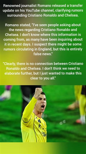 Romano Dismisses Ronaldo-Chelsea Rumors as "Complete Fabrication #football #shorts #ronaldo