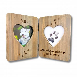 Dog / Cat Memorial Photo Frame | You Left Paw Prints in Our Hearts | in Memory | Personalised Double Heart Driftwood Picture Frame - Etsy UK