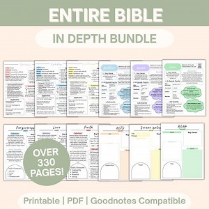 Bible Study Bundle in Depth Study Guide, Entire Bible Book Summary, Prayer Journal, One Year Bible Cheat Sheets, SOAP Method Bible Workbook - Etsy