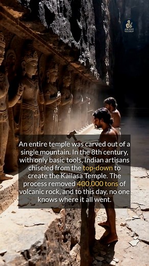 Indian artisans in the 8th century carved an entire temple out of a single mountain from the top down. #ancienthistory #archaeology #historyfacts | Ancient Records